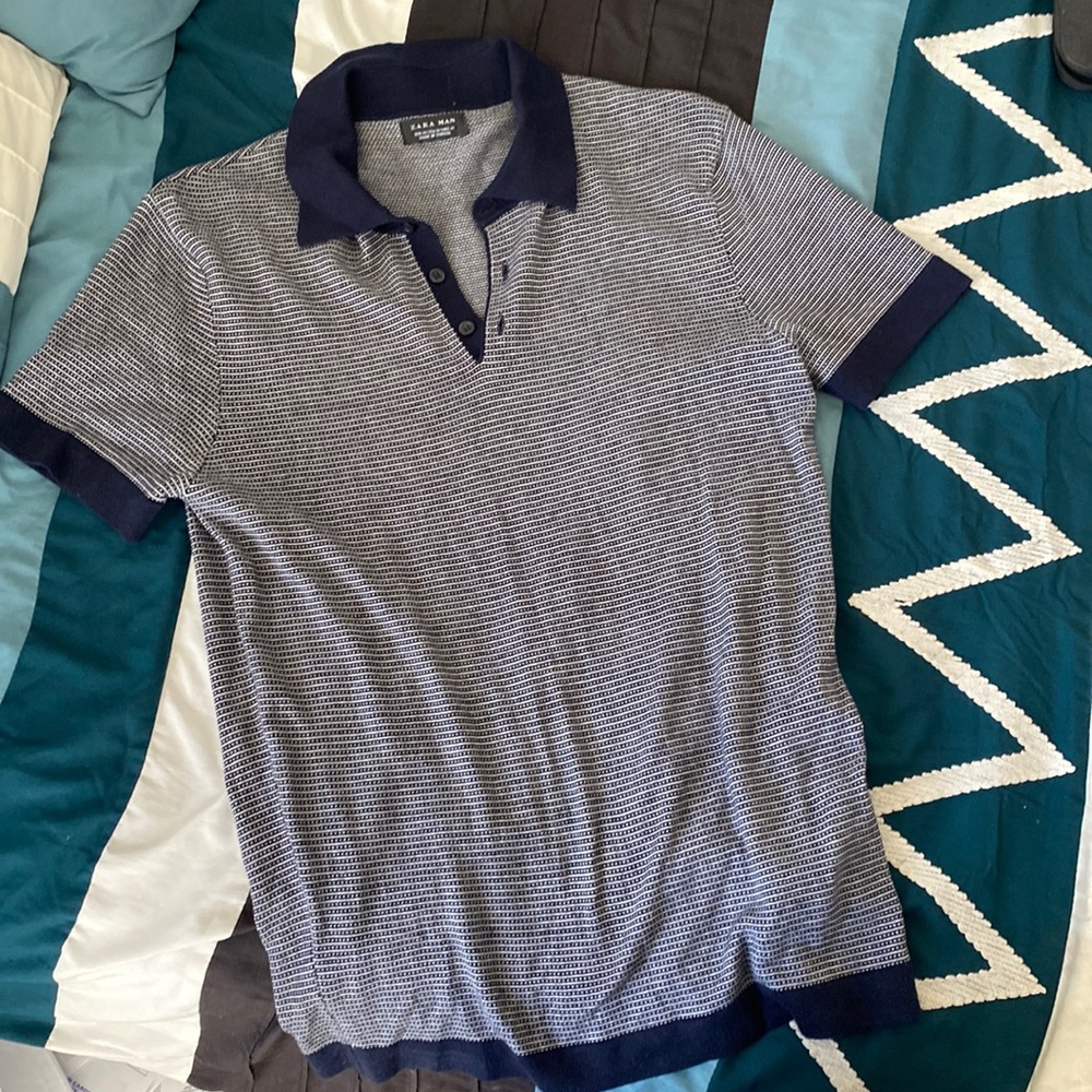 Zara Man-Navy & white Polo